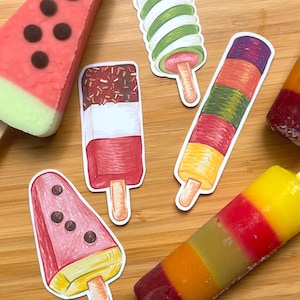 Zomer mat vinyl stickerpakket, leuke laptopstickers, vinylstickers, laptopstickers, leuke stickers, ijslollystickers, stickers ijslolly