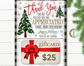 Christmas Thank You Gift Card Holder, Teacher Staff Employee Nurse Volunteer Staff Holiday Appreciation, School pto pta, Editable Template