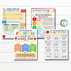 Editable PTO PTA Flyer Bundle, Printable School Information Forms & Flyers, Pta Yearly Calendar, Pto Recruitment Flyer PTO Membership Bundle