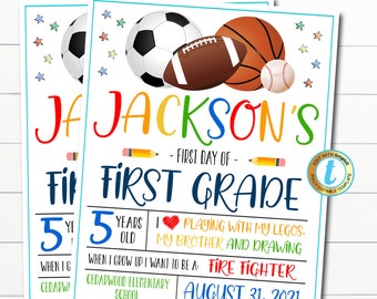 First Day Of School Sign, Editable First Day of Kindergarten, First Day of PreSchool Sign Chalkboard Instant Download Any Grade Template