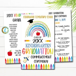 Graduation Program for Kindergarten, Graduation Program Template, Kindergarten Graduation Printable, Commencement Ceremony, DIY EDITABLE