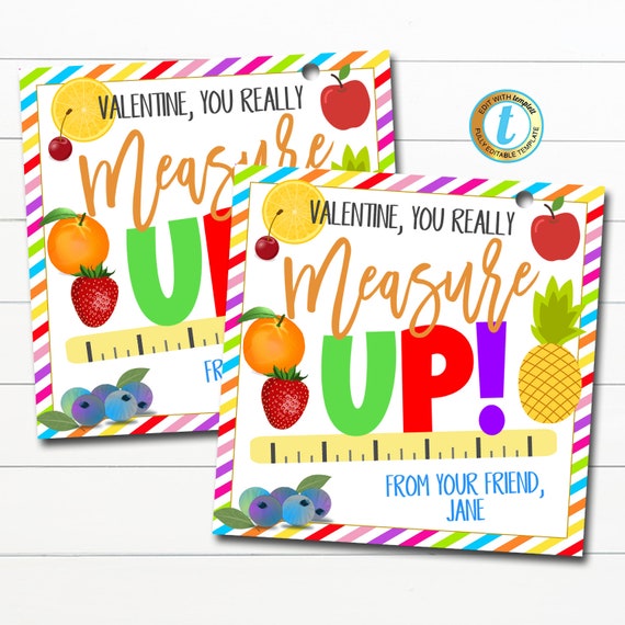 Valentine Gift Tags, You Really Measure Up! Rainbow Candy