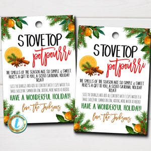 Editable Stovetop Potpourri Christmas Gift Tag, Teacher Gift