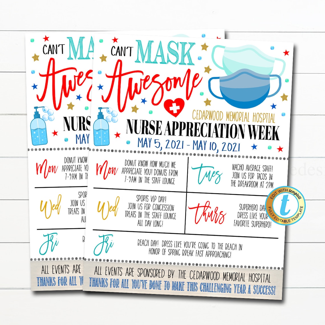 Nurse Appreciation Week 2021 Itinerary Schedule Daily Weekly Etsy Nurses Week Calendar Of Events