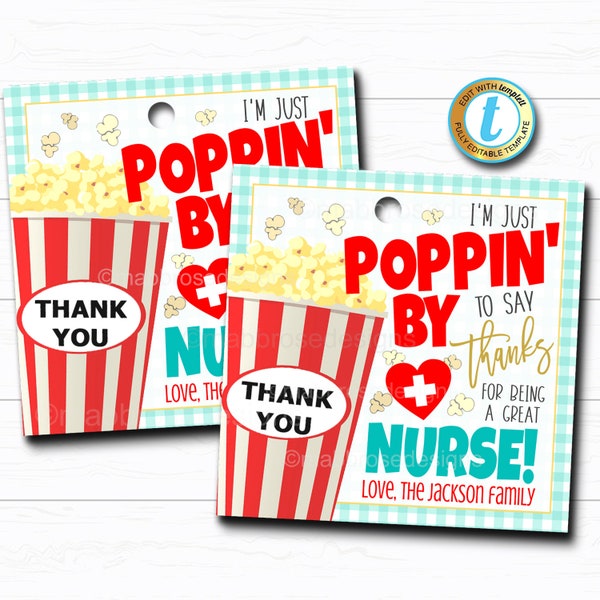 Nurse Appreciation Gift Tag, Thank You Frontlines Worker, Medical Hospital Staff Doctor Gift, Nurse Appreciation Week DIY Editable Template