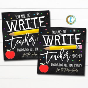 Lehrer Bleistift Geschenk Tags, Sie sind der Schreiblehrer für mich, Klassenzimmer Schullehrer Geschenk von Schüler, Schule Pto pta DIY bearbeitbare Vorlage