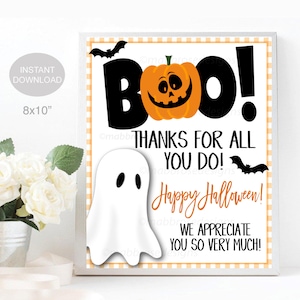 Halloween Sign, Boo Thanks for All You Do! Fall Appreciation Party Decor, Nurse Teacher Staff Employee School Pto Pta, INSTANT DOWNLOAD