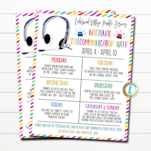 EDITABLE National Telecommunicators Appreciation Week Flyer Itinerary, 911 Dispatchers Thank You Schedule of Events, DIY Printable Template