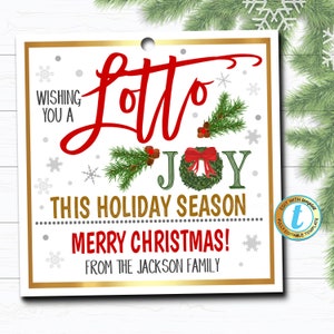 Weihnachtslotterie-Geschenkanhänger, wünschen Ihnen eine Lotto-Freude, Feiertags-Lehrer-Personal-Angestellter-Tag, Schule Pto Pta Xmas, DIY bearbeitbare Vorlage