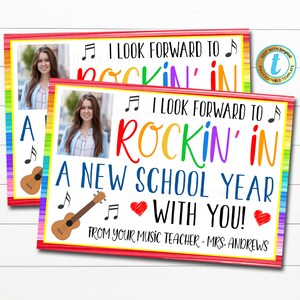 Cartão postal do professor de música para alunos para impressão, Olá do professor Escola virtual Ensino à distância, carta de quarentena, modelo editável