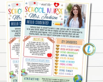 Meet the School Nurse Letter Printable Back to School Note Nurse Newsletter Class Welcome Letter Flyer Template Editable Template Download