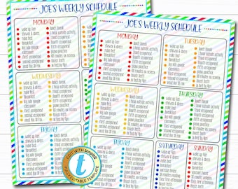Printable Weekly Schedule, Home School Daily Subject Checklist, Homework Organizer Kids Student Calendar Planner Printable Editable Template