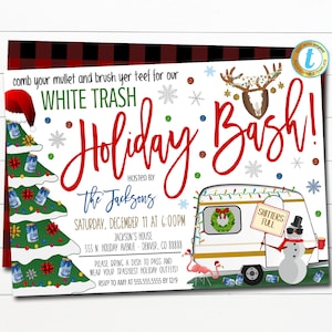 Christmas White Trash Bash Invitation, Xmas Redneck Hootenanny Invitation, Holiday White Trash Party Digital Invite, DIY EDITABLE TEMPLATE
