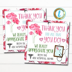 Nurse Appreciation Gift Tag, Thank You Frontlines Worker, Medical Hospital Staff Doctor Gift, Nurse Appreciation Week DIY Editable Template