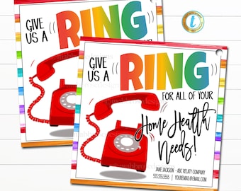 Give Us a Ring Pop By Tags, Referral Marketing, Home Health Care, Hospice Medical Small Business Gift, Phone Call Card Printable, EDITABLE