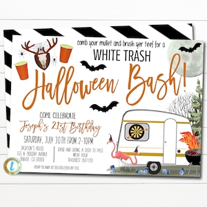 Halloween White Trash Bash Invitation, Fall Redneck Hootenanny Invitation, Spooky White Trash Party Digital Invite, DIY EDITABLE TEMPLATE