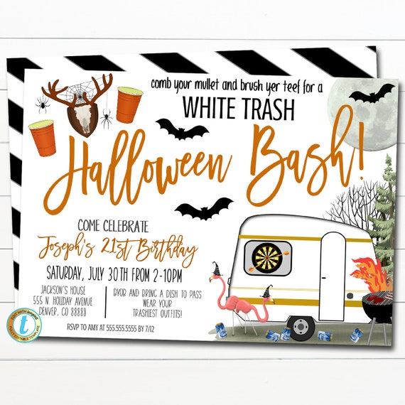 Halloween White Trash Bash Invitation, Fall Redneck Hootenanny Invitation,  Spooky White Trash Party Digital Invite, DIY EDITABLE TEMPLATE - Etsy