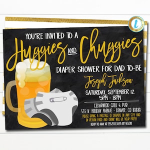 Editable Man Shower Baby Invitation Chalkboard Printable Beer Dudes and Diapers Party Invite Diaper Shower, Baby is Brewing INSTANT DOWNLOAD