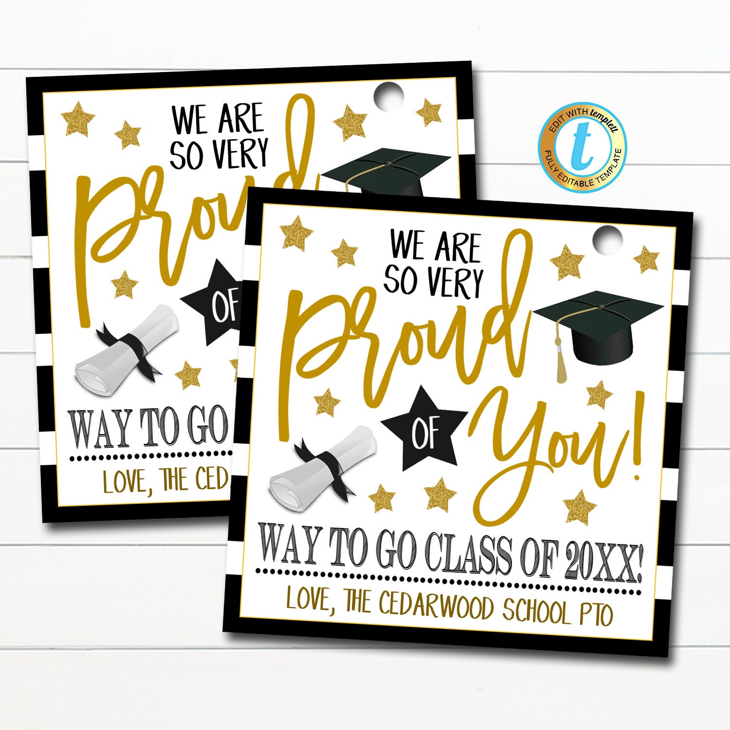 Graduation Gift Tag, Congratulations Proud of You Graduate, School Pto ...