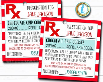 Nurse Appreciation Gift Tag, Rx Prescription Cookie Candy, Thank You Medical Hospital Staff, Nurse Appreciation Week DIY Editable Template