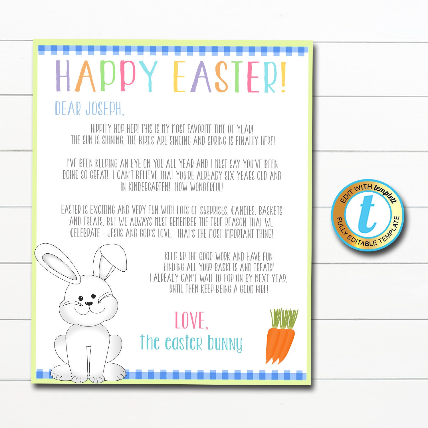 Letter From the Easter Bunny Template Printable Kids Easter - Etsy