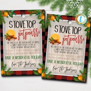 Kochtopf Potpourri Geschenkanhänger, Weihnachtsfeier Duft-sational, Kerzenanhänger, Geschenkidee für Lehrerpersonal, geheimer Weihnachtsmann, bearbeitbare Vorlage