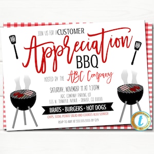 Appréciation BBQ Party Invitation, événement de remerciement client client, entreprise pique-nique enseignant personnel appréciation semaine modèle de téléchargement instantané