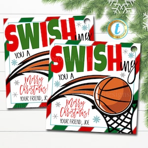 Basketball Weihnachtsgeschenk Anhänger, Junge Sport Geschenk, Klassenzimmer Party Schule, Trainer Lehrer Personal Urlaub Tag, DIY druckbare bearbeitbare Vorlage