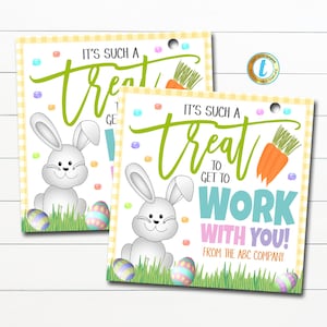 Easter Coworker Gift Tags, It's a Real Treat to Work With You Candy Chocolate Cookie Sweet Treat Gift Label, Office Staff Editable Template