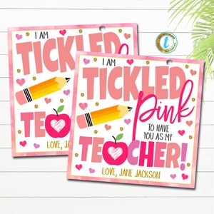 Tickled Pink Gift Tag INSTANT DOWNLOAD We are Tickled Pink You&#39;re our Teacher, Digital Favor Tag, Teacher Thank You, School pta pto EDITABLE
