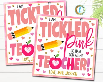 Tickled Pink Gift Tag INSTANT DOWNLOAD We zijn Tickled Pink Je bent onze leraar, digitale gunsttag, leraar bedankt, school pta pto BEWERKBAAR