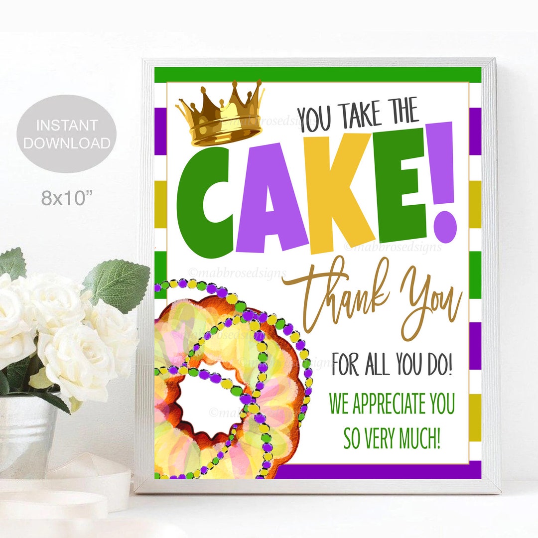 Mardi Gras Day Thank You Printable Sign, Teacher Staff Employee Nurse ...