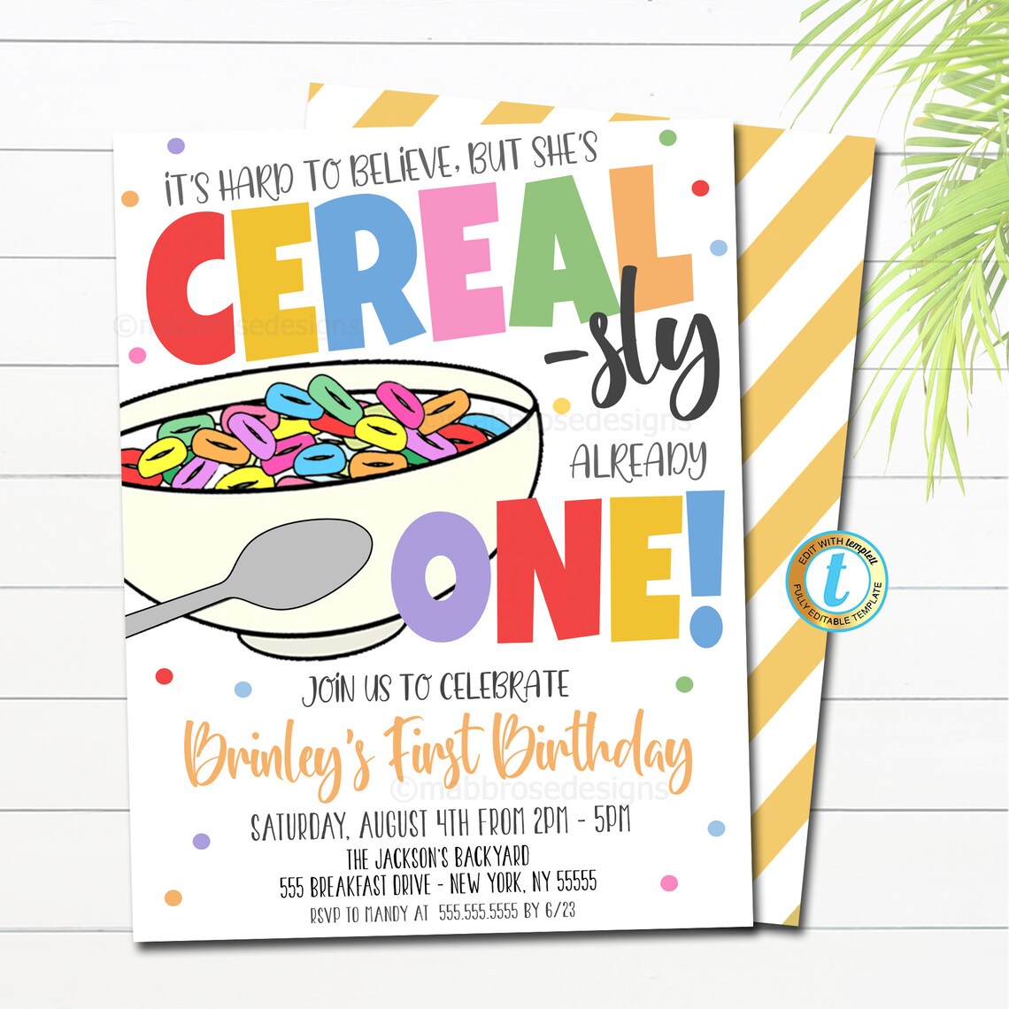 Cereal Brithday Party Invitation Printable Kids Birthday Etsy