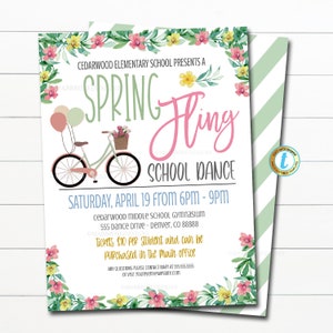 EDITABLE Spring Fling School Dance Invitation, Flyer Party Invitation Easter Event Church Community Event, School pto pta, Editable Template
