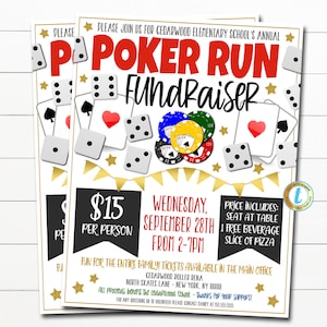 Poker Run Fundraiser Flyer, Community Event Invitation Church Company Invite Family School PTA PTO Printable Template Editable Digital
