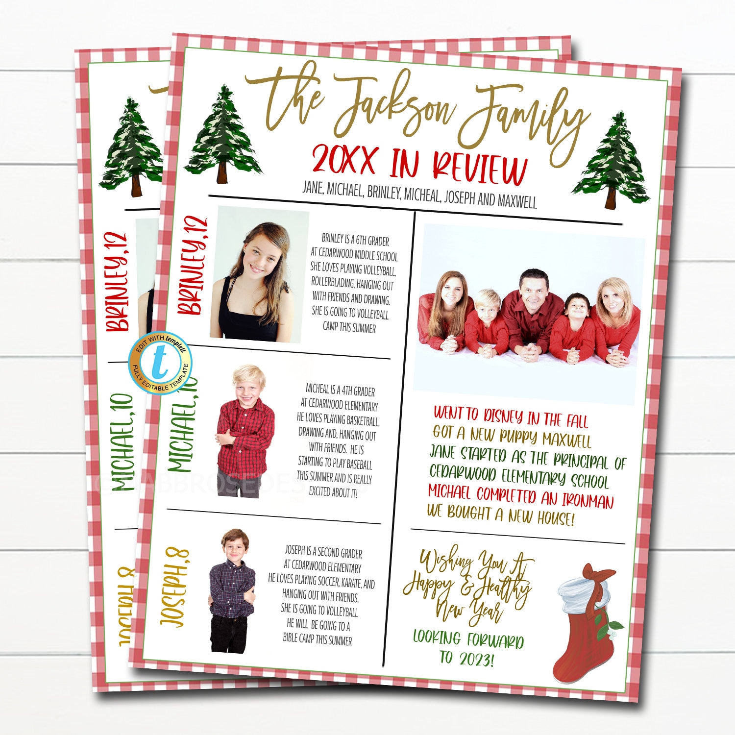 christmas newsletter year in review template, holiday family