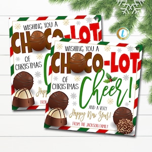 Christmas Chocolate Candy Gift Tags, Thanks a Choco-Lot, Staff Employee Teacher Appreciation Favor Tag, School Pto Pta DIY Editable Template