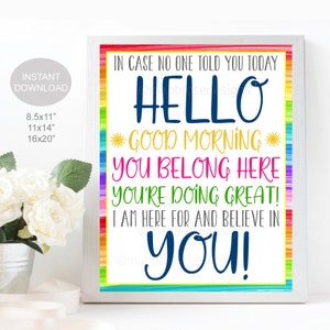 In Case No One Told You Today Classroom Positivity Quote, Social Worker Office Decor, Teacher School Counselor Sign, Digital Printable Sign