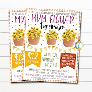 Mum Flower Sale Fundraiser Flyer, Fall Autumn Church School Pto Pta, Halloween Fall Fundraising Sale, Autumn Flowers Sale, EDITABLE TEMPLATE
