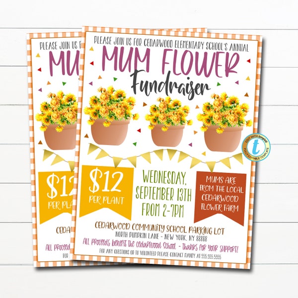 Mum Flower Sale Fundraiser Flyer, Fall Autumn Church School Pto Pta, Halloween Fall Fundraising Sale, Autumn Flowers Sale, EDITABLE TEMPLATE