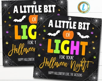 Halloween Gift Tags, Light For Your Halloween Night, Glow stick Friend Classroom Trick or Treat Non Candy Party Favor, DIY Editable Template