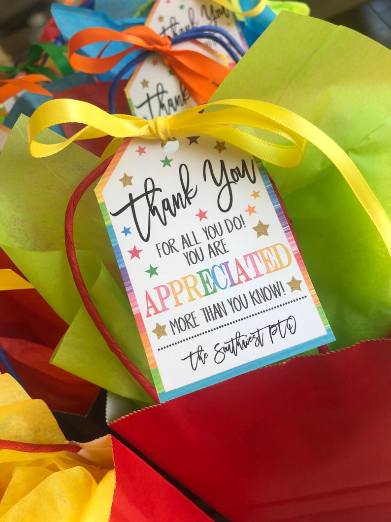 Thank You Gift Tags Teacher Staff Employee Nurse Volunteer
