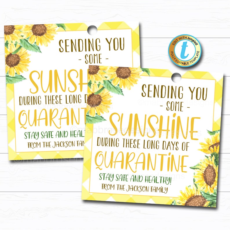 Quarantine Gift Tag Box of Sunshine Sunflower Plant Gift Etsy