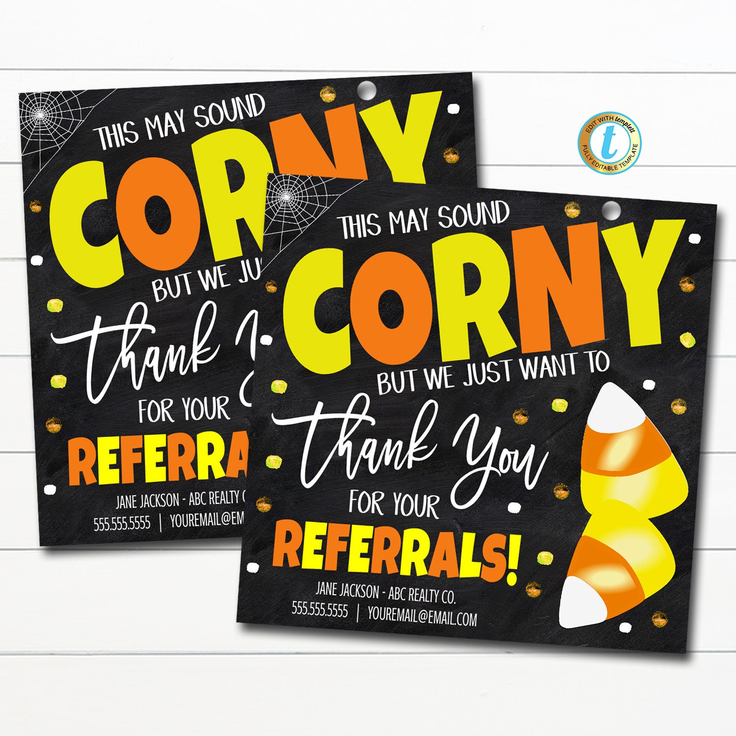 Halloween Realtor Candy Corn Pop by Gift Tag, Referrals Small Business ...
