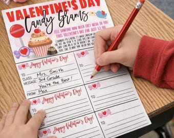 Candy Gram Flyer, Valentine's Day Candy Fundraiser, Church School Pto Pta Flyer, Class Party Editable Template, Valentine DIY Self-Editing