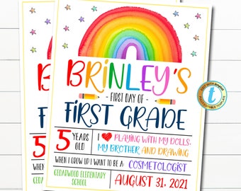 First Day Of School Sign, Editable First Day of Kindergarten, First Day of PreSchool Sign Chalkboard Instant Download Any Grade Template