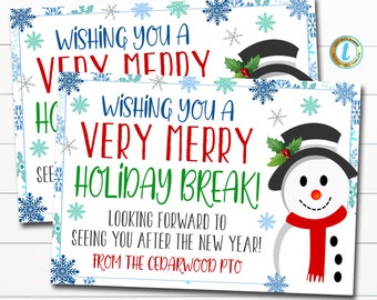 Christmas Teacher Postcard to Students Printable, Hello From the Teacher Online School Distance Learning Holiday Letter, Editable Template