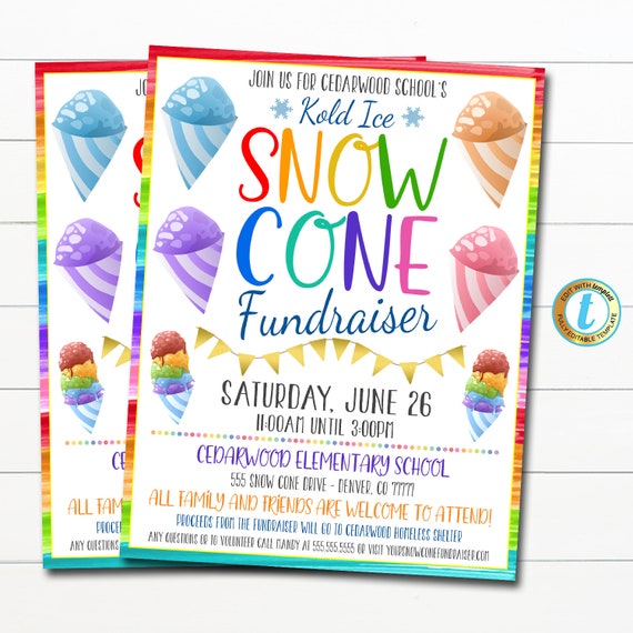 Snowcone Fundraiser Flyer Printable Appreciation Week Ice | Etsy