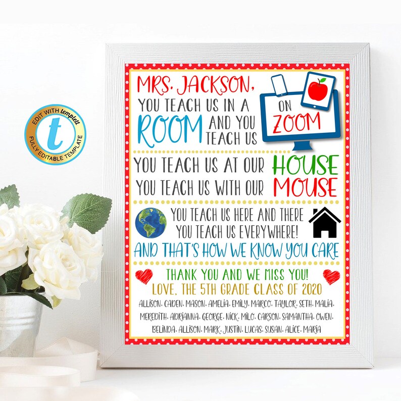 Virtual Teacher Appreciation Gift Thank You Staff School