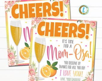 Mothers Day Mimosa Gift Tag, Cheers Mother's Day Mom-osa Gift